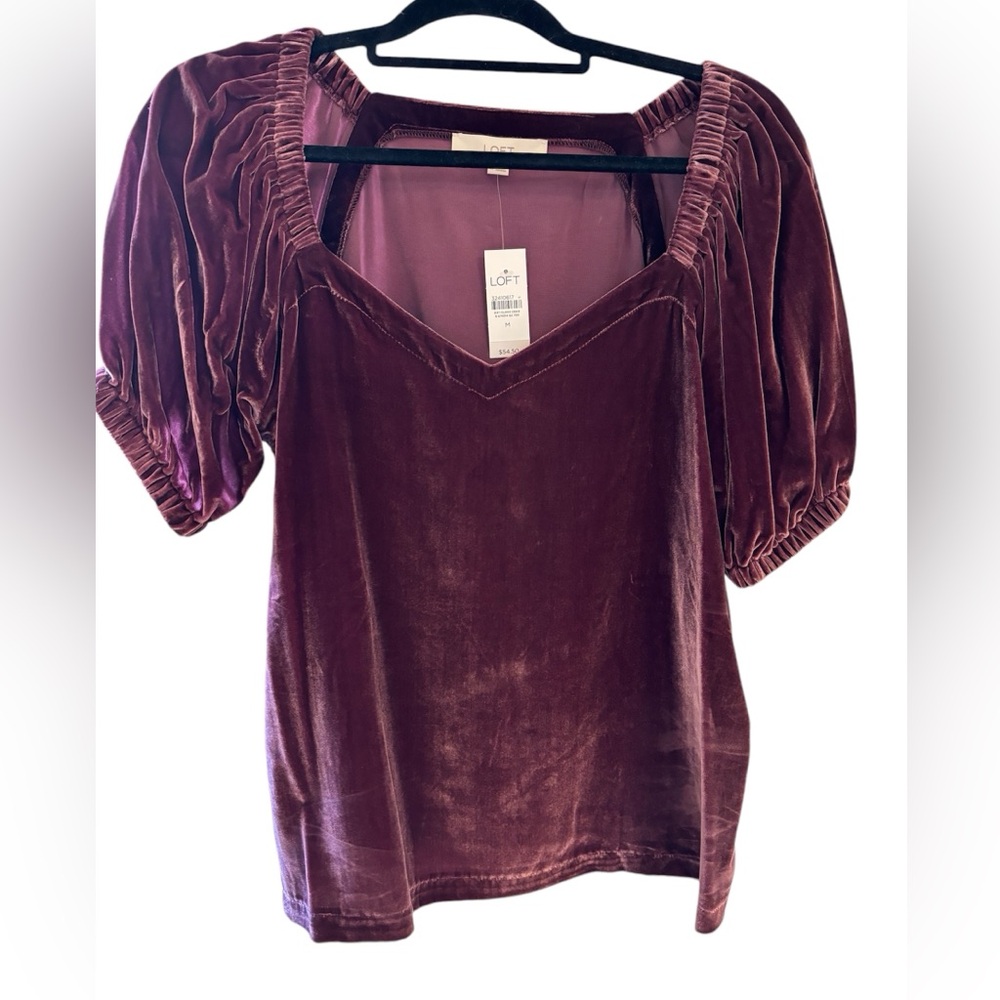 LOFT burgundy velvet top.  NWT size medium